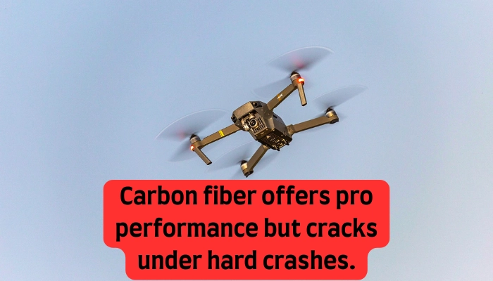 Lightweight carbon fiber drone flying mid-air
