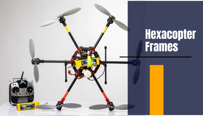 A hexacopter drone with six propellers